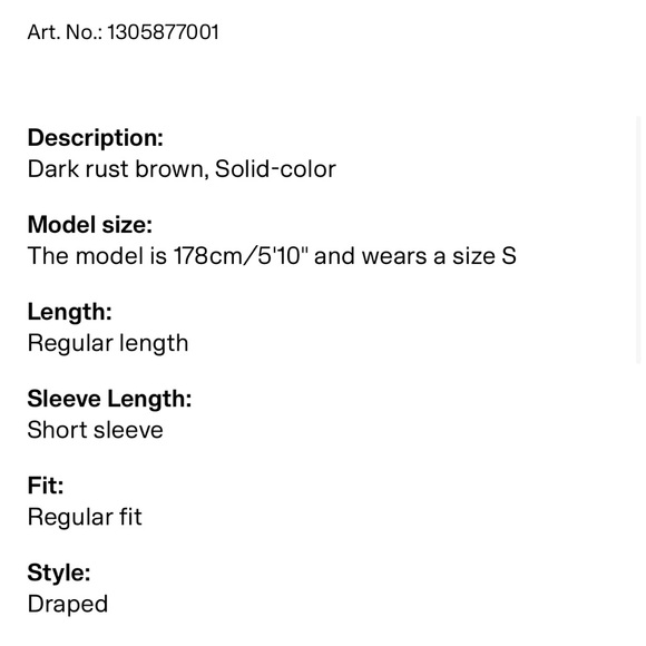 New! H&M Twist Detail T-shirt, Brown, Medium - Picture 8 of 9